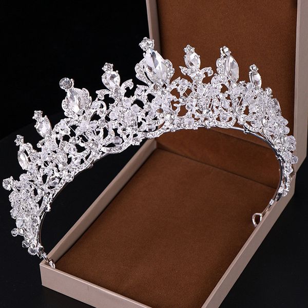 

rhinestone crown and tiaras wedding bride tiara queen rhinestone crystal crown bridal hair jewelry head adornment headpieces, Silver