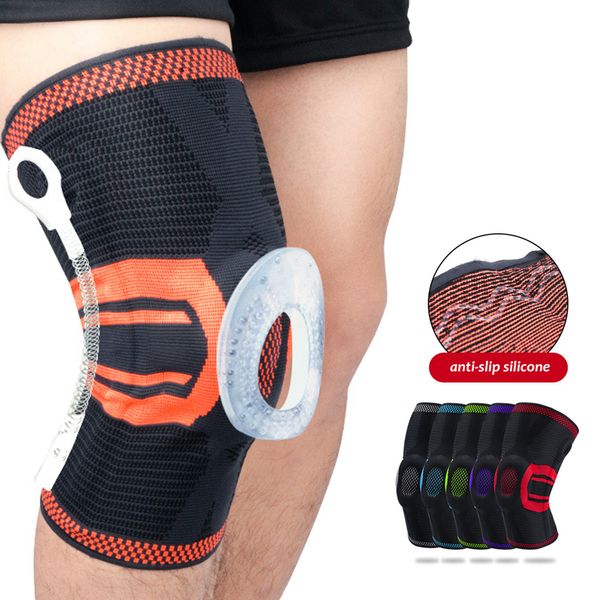 

nylon elastic spring sports knee pads breathable support knee brace running fitness hiking cycling protector joelheiras, Black;gray