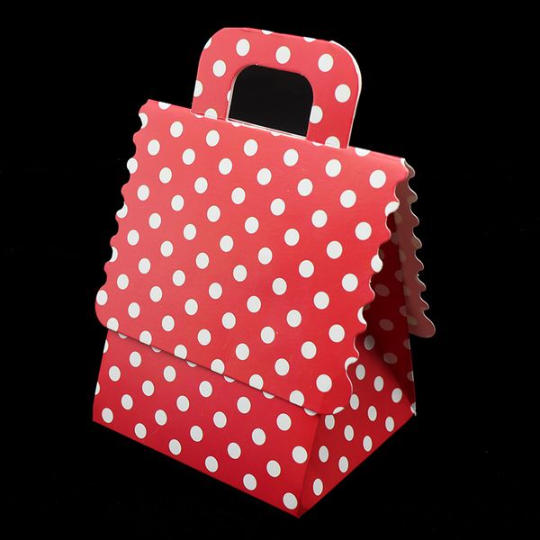 

6pcs/lot red and white dots gift boxes dots theme birthday party decorations baby shower party supplies polka candy boxes