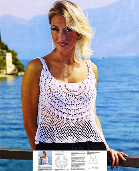 

crochet crop beach tank hand crochet crop cotton summer made to order, White