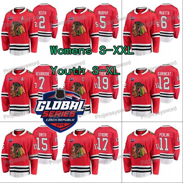 

Lady & Youth Chicago Blackhawks 2019 Global Series Alex DeBrincat Jersey Duncan Keith Olli Maatta Brent Seabrook Zack Smith Jonathan Toews