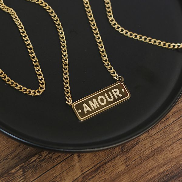 

french english i love you necklace pendant classic creative women's long section necklace love jewelry accessory no fade, Silver