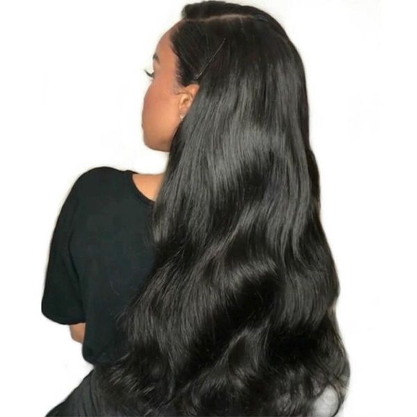 

150% плотность полное кружево парики из человеческих волос предварительно сорвал бразильский полный кружевной парик объемная волна черный дл, Black