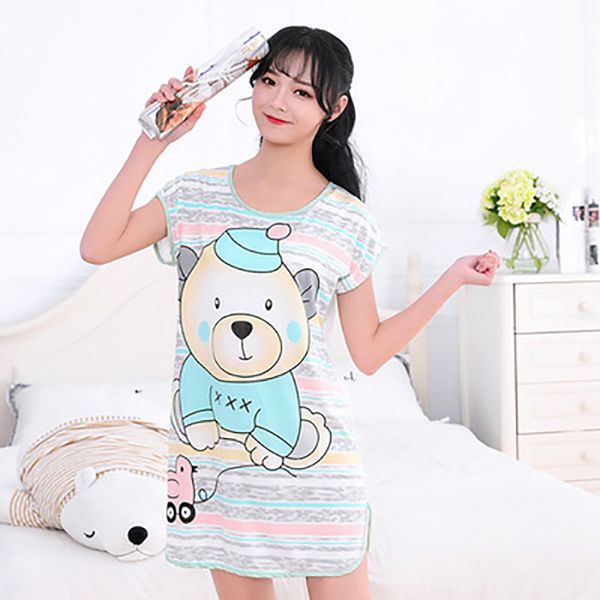 

sanderala women print cartoon sleepwear round neck lingerie cute nightdress strap thin female underwear nighty home wear, Black;red