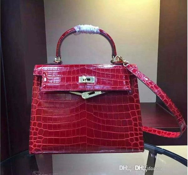 

известные женщины натуральная кожаная сумочка сумка из крокодиловой кожи хорошее качество классические сумки