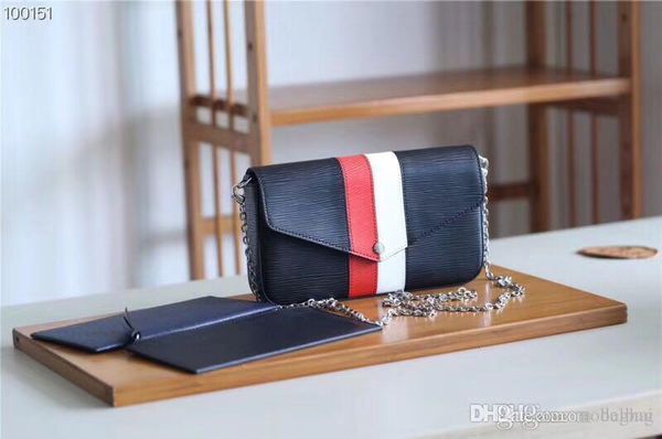 

three-piece chain package m62982 water ripple cowhideshoulder bags cross body totes handbags brand fashion luxury designer famous 5aa