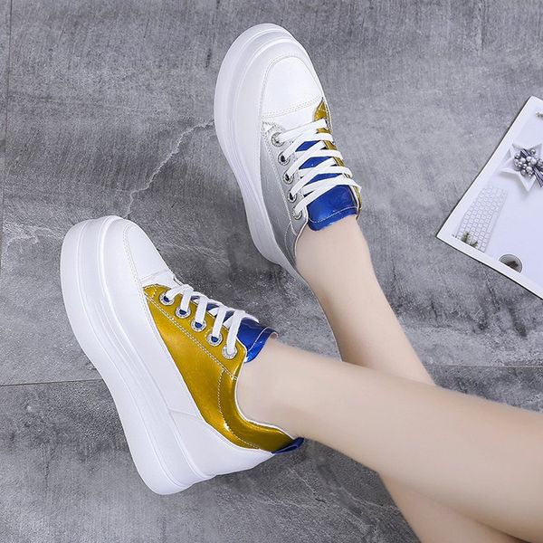 

small white shoes mixed colors increas height round toe casual female sneakers all-match platform 2020 fashion women's, Black