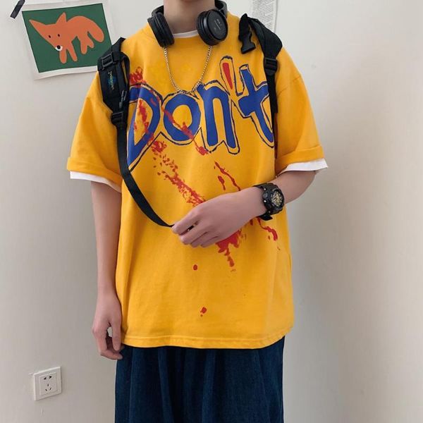 

лето короткие рукава harajuku корея моды черный белый tshirt streetwear one piece hip hop rock punk мужские тенниски одежды, White;black