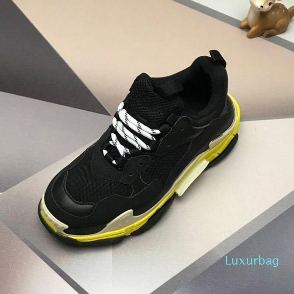 

paris 17fw triple-s walking shoes luxury dad shoes chaussures femme triple s 17fw sneakers women vintage old grandpa trainer outdoor c22 01, Black