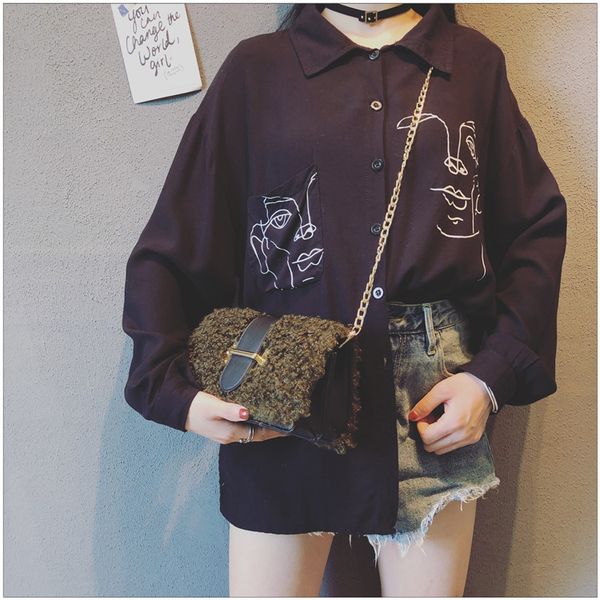 

осень и зима шерстяная сумка девушка 2020 новый модный косой ранец девушка плюшевая цепочка сумка маленький квадрат