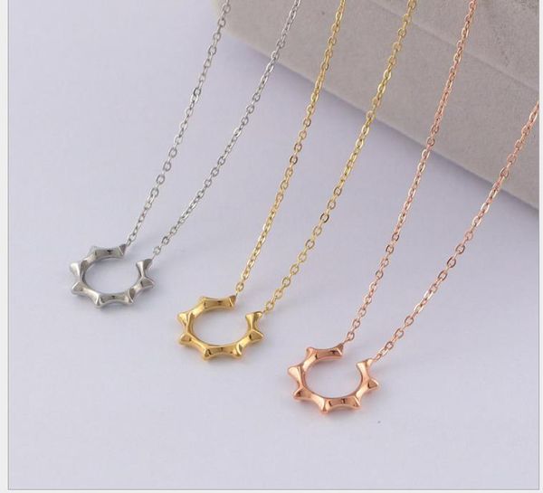 

18k titanium steel necklace rose gold pendant, Silver