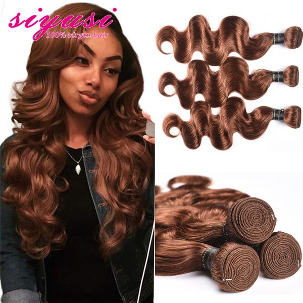30 Light Brown Brazilian Body Wave 3 Bundles Hair Weave Human
