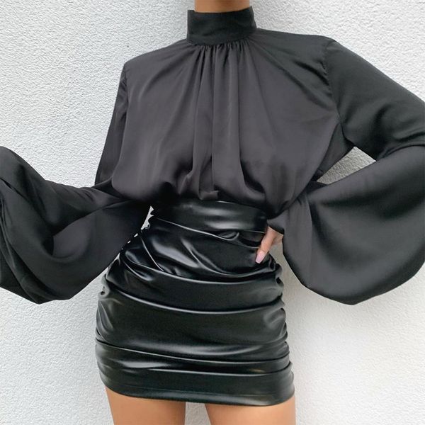 

skirts 2021 summer europe and the united states pu pleated skirt feminine elegant temperament commuting fashion wild women, Black
