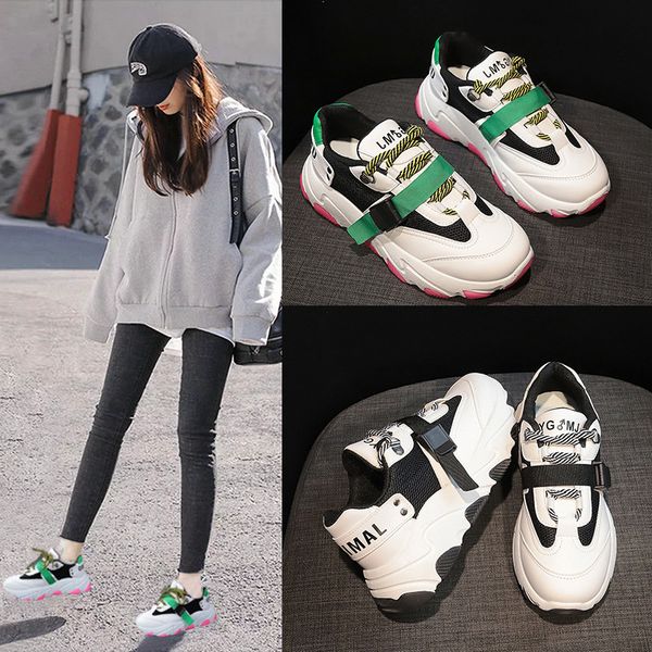 

daddy wild shoes women 2020 spring new korean female students sneaker ins increased white shoes women shoes street shooting, Black
