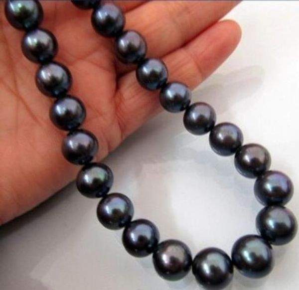 

10-11mm tahitian black pearl necklace, Silver