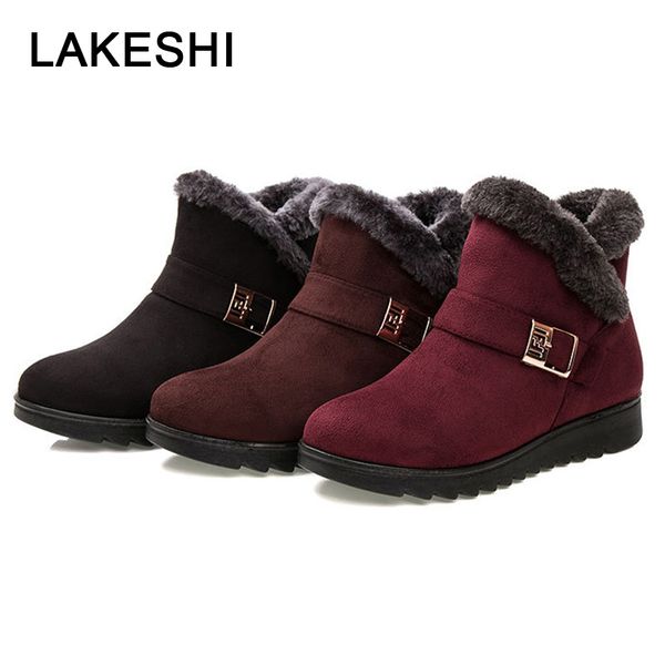 

2019 fashion wedge women boots snow boots warm fur female winter women ankle winter shoes shoes bota, Black