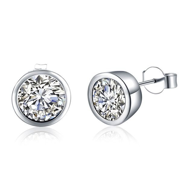 

plated sterling silver diamond ear earrings djse93 size diameter:1.0cm;new arrival women's 925 silver plate stud jewelry earrings, Golden;silver