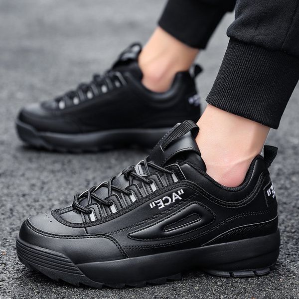 

tenis masculino chunky sneakers men light blade round toe casual dad shoes walking footwear sneakers zapatillas hombre, Black