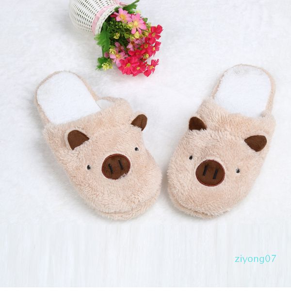 

2019 women's slippers with fur winter casual shoes lovely pig home floor soft stripe slippers female shoes keep warm 25 z07, Black