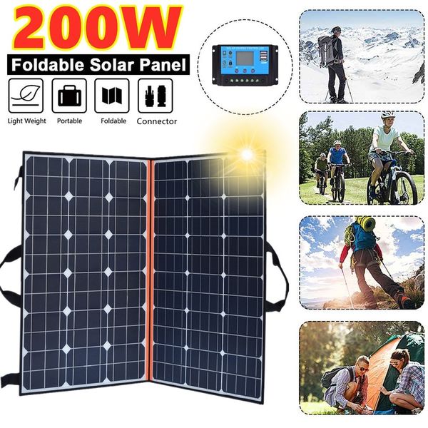 

2020 новая складная панель солнечных батарей 200w 18v монокристаллические солнечные элементы 12v / 24v батарея заряжается для кемпинга / лод