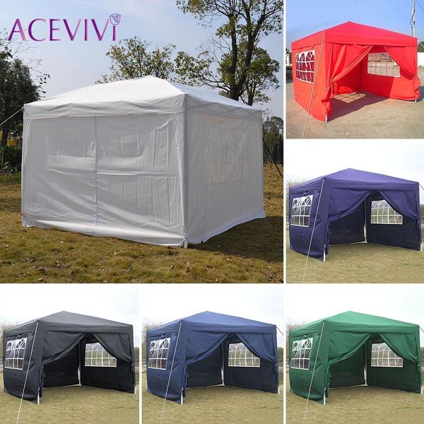 

polyester up canopy 10 by 10ft party camping tent aluminum tube support with 4 side panels