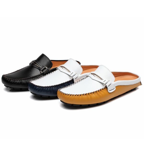 

mens casual shoes summer men loafers moccasins light breathable slip on boat shoes outdoor office walking sneakers size 38-47, Black
