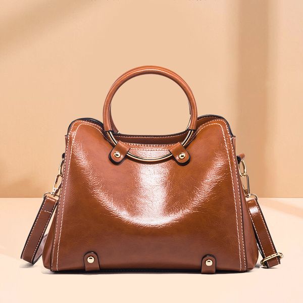 

new style oil wax leather handbag women's bag shoulder cross-body women's bag