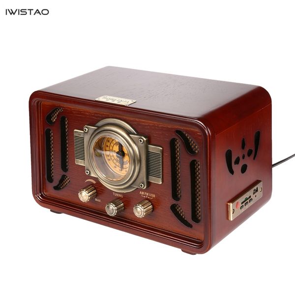 

retro wooden hifi radio am/fm 2x5w deskspeakers rotary tuning support bluetooth u disk sd card playing