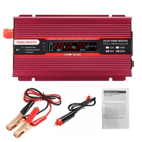 

4000w lcd display car solar power inverter dc 12/24v to ac 110/220v usb sine wave converter auto power inverter inversor