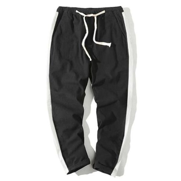 

Mens Pants Sports and Leisure Loose Cotton and Linen Pants Fashion Stitching Harem Pants with 5 Colors Asian Size
