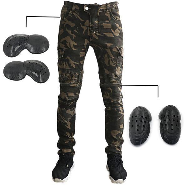 

men or women motorbike camo jeans riding biker trousers outdoor body fit slim pants knee hip guards protection pads 28 29 30 31