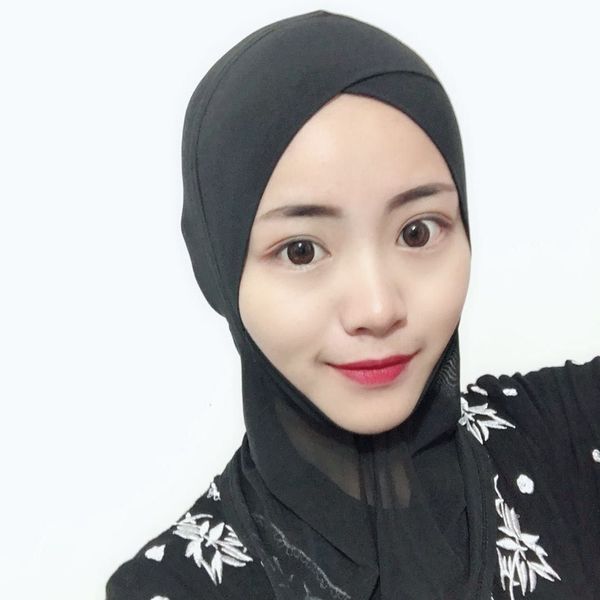 

mesh islamic hijab muslim head coverings inner hijab scarf full cover turban women instant stretch jersey cap headscarf