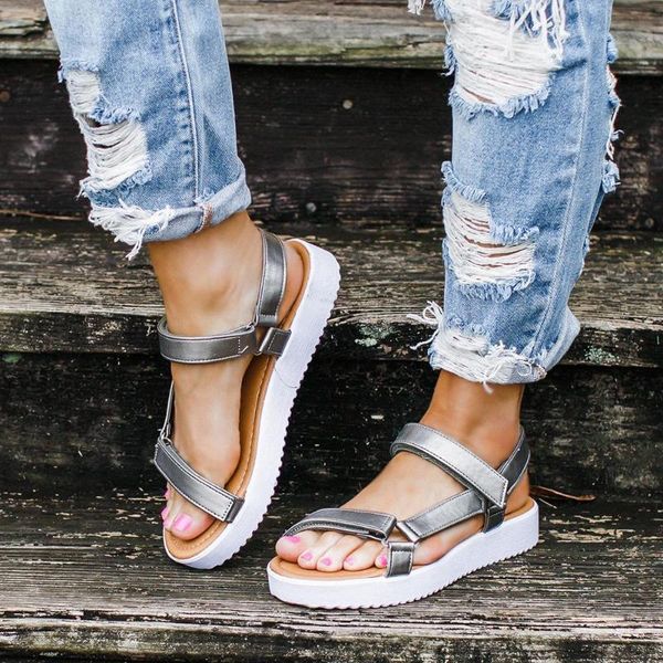 

dihope women flats sandals buckle soft jelly sandals female casual women flat platform woman beach shoes summer shoes, Black