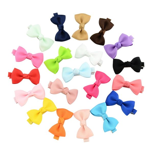 

20pcs/lot 1.77 inch colorful barrettes for baby girls boutique hair clip bows ribbon hairpins hairgrip headwear for children 659, Slivery;white