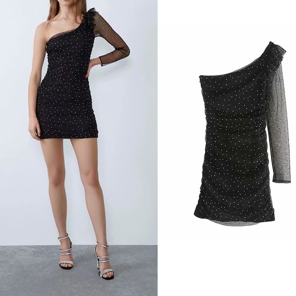 

za 2019 women's jewelry asymmetric slim fit dress women elegant dress vestido mujer, Black;pink