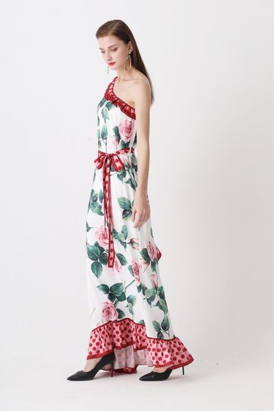 

lady beautiful print long skirt silk blend 2020, Black;gray