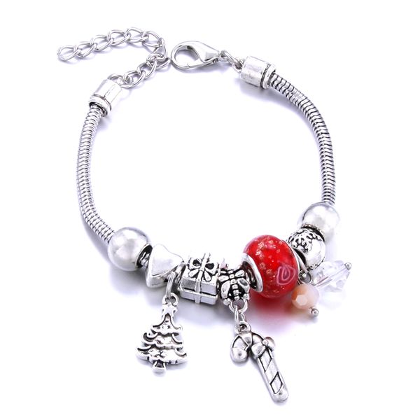 

christmas elements beaded bracelet snowman snowflake bracelet for bell socks santa 6.5 can be adjusted bracelets christmas gifts, Black