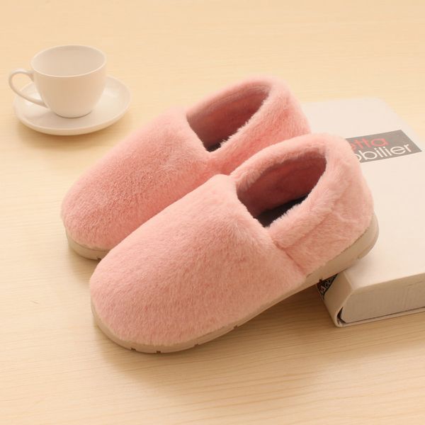 

autumn and winter cotton slippers womens and mens houses couples warm antiskid cotton shoes bag rabbit hair indoor slippers wool shoes, Black