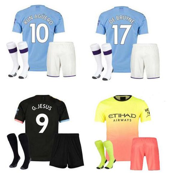 

MAHREZ JESUS DE BRUYNE MAN AGUERO soccer jersey kit 2019 2020 SANE 19 20 football shirt uniforms