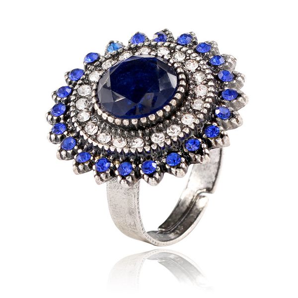 

european and american fashion jewelry fashion open ring pop sunflower ring, Golden;silver