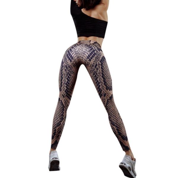 

ankle-length jeggings push up leggings women polyester snake skin printing breathable fitness streetwear girl legging, Black