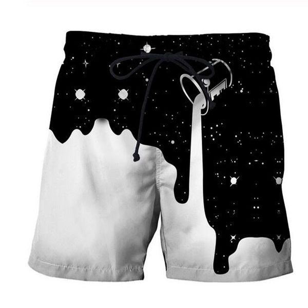 

new fashion short pants milk funny 3d prints shorts women men hipster beach shorts ing, White;black