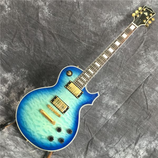 

chinese lp electric guitar, mahogany lp electric guitar, blue, gold hardware, ing