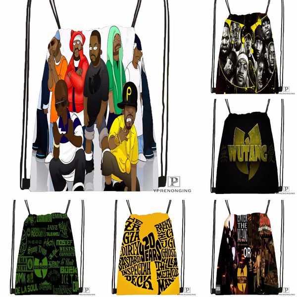 

custom wu tang clan drawstring backpack bag cute daypack kids satchel (black back) 31x40cm#180531-03-51
