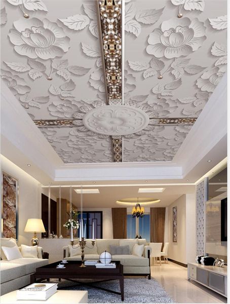 tridimensionale di monili in rilievo Foto Wallpaper Soggiorno Camera da letto KTV soffitto Murales carta da parati europea del soffitto decorativo murale