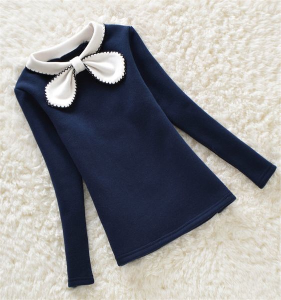 

2016 autumn girls blouse children clothing cute bow child shirt cotton long sleeve shirt kids clothes 4 colors age 2-16t 1584 t200229, White;black
