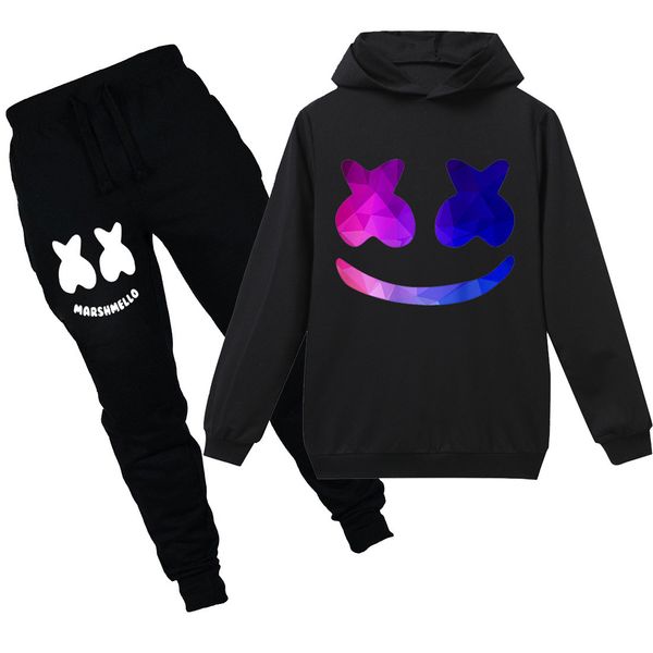 

teenmiro мультфильм dj marshmello детский спортивный костюм одежда набор для мальчиков девочек подростков весна tracksuit дети с длинным рук, White
