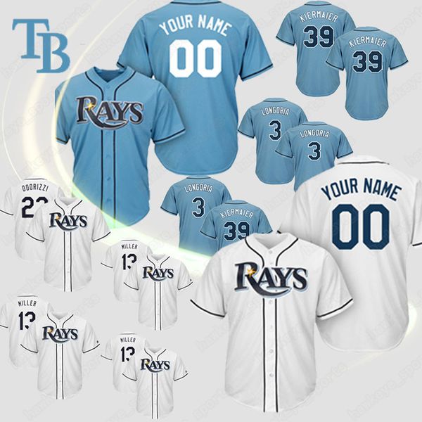 

custom Tampa jerseys Bay Ray 39 evin Kiermaier jersey 12 Wade Boggs 3 Evan Longoria Any name any number baseball Jerseys free shipping