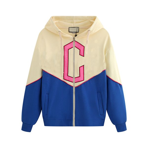

designer women's men's cardigan hoodies long sleeve design for autumn winter cotton blend casual contrast color clothing with lett, Black