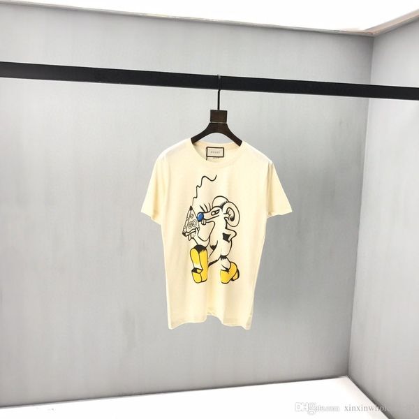 

2020 italian spring and summer latest style cheese printing mixed cotton minimalist t-shirt fashion men and women casual beige, White;black